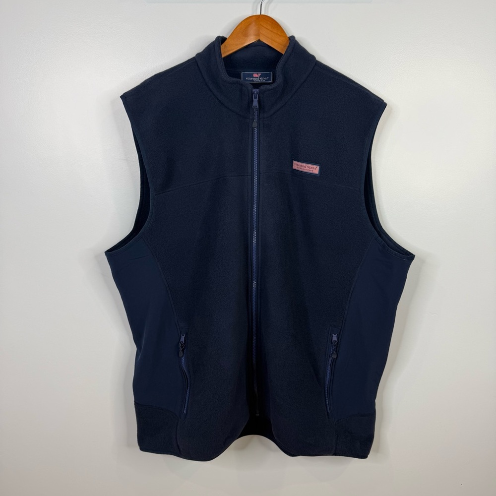 Men’s Vineyard Vines Fleece Vest Navy Blue Size 2XL